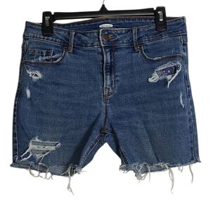 OLD NAVY Cut Off Medium Wash Distressed Denim Shorts Size 8